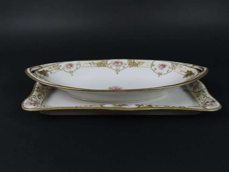 Lot of 2 Handpainted Nippon Serving Dishes - Made in Japan