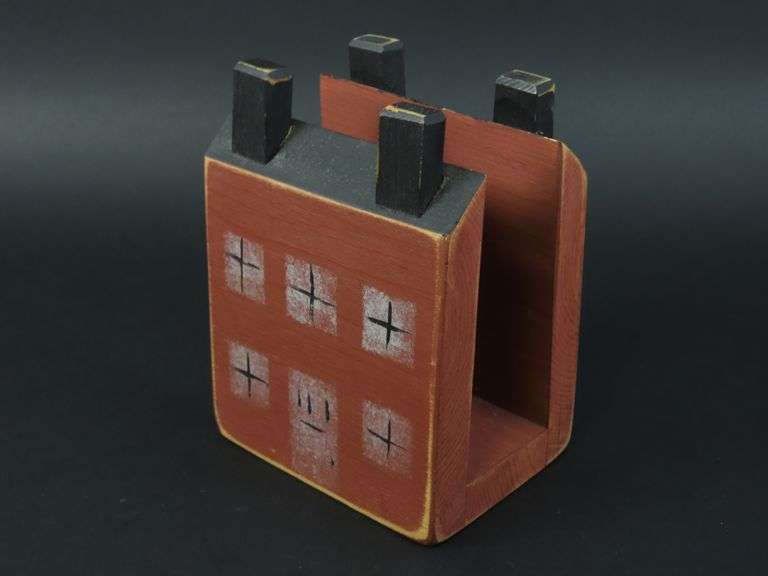 Vintage Primitive Wood House Napkin Holder