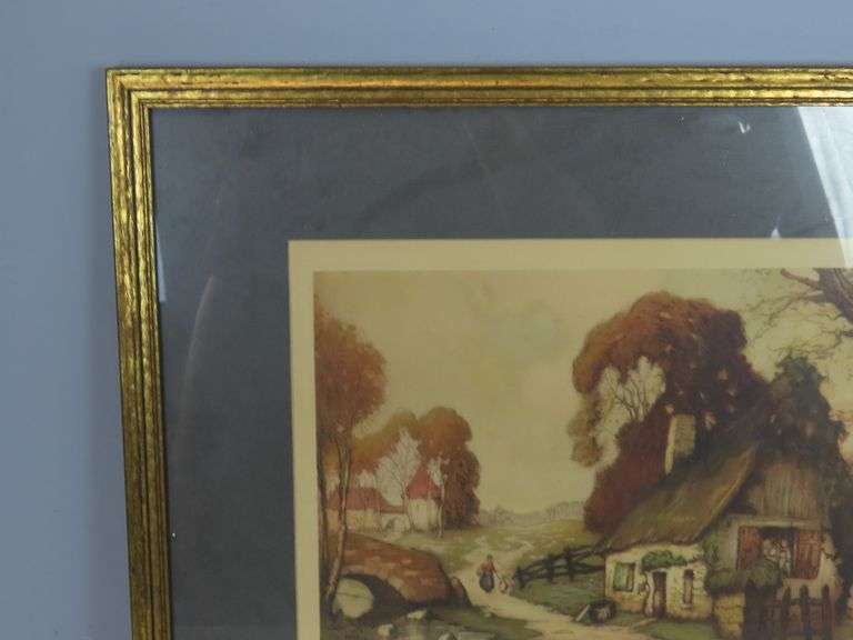 20th Century "Cottage" Framed Print by French Artist Louis Haumont