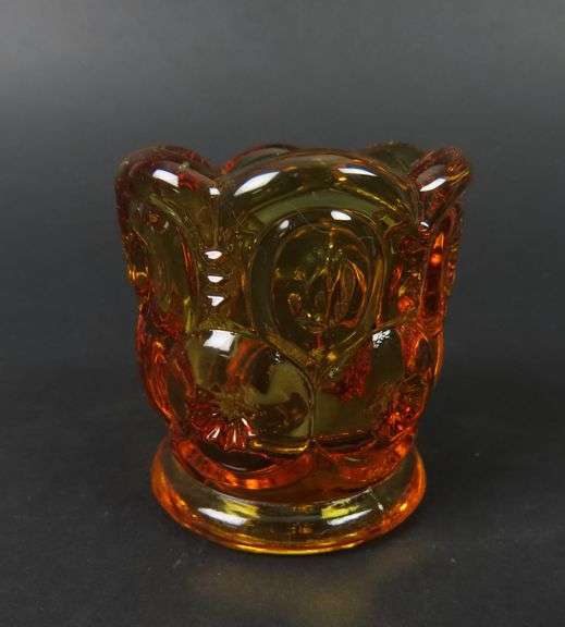 Vintage Amber Glass Toothpick Holder