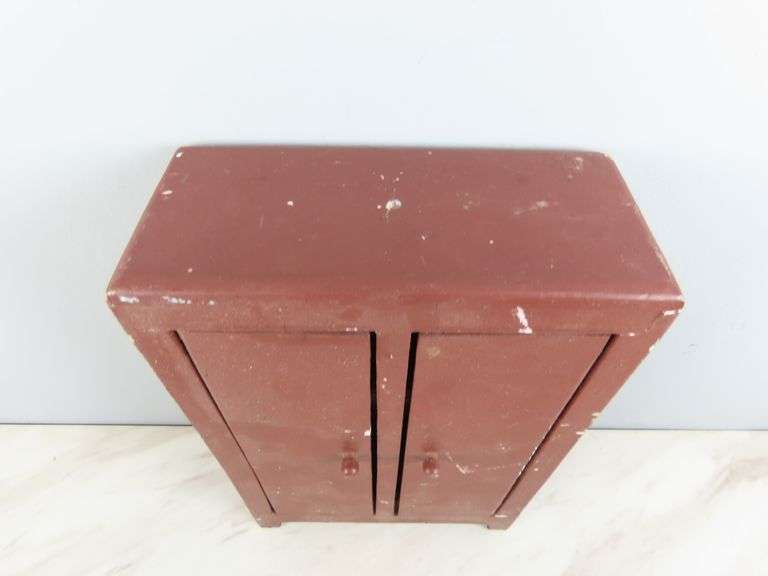 Large Vintage Wooden Doll Wardrobe - See Description