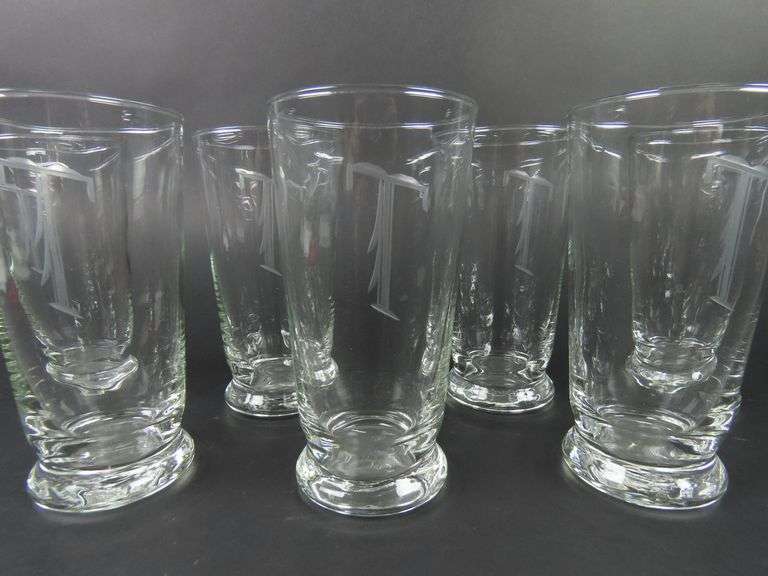Lot of 7 Monogrammed "T" Glasses