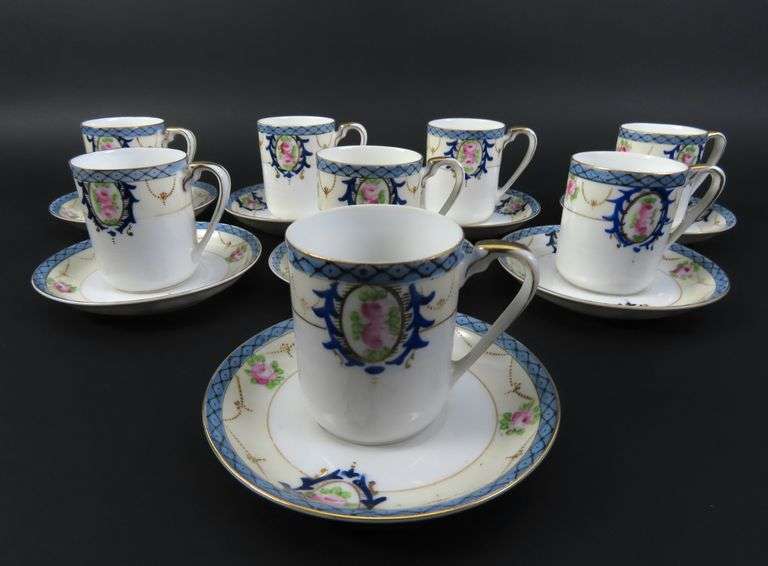Lot of 8 Noritake Handpainted Chocolate Cups & Saucers - Made in Japan
