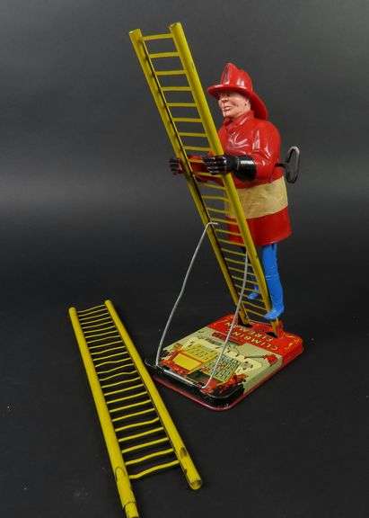 Vintage Marx Climbing Fireman Wind Up Toy