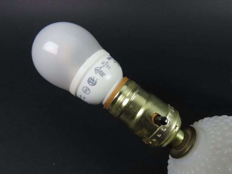 Vintage Wall Mounted Hobnial Milk Glass Light Sconce