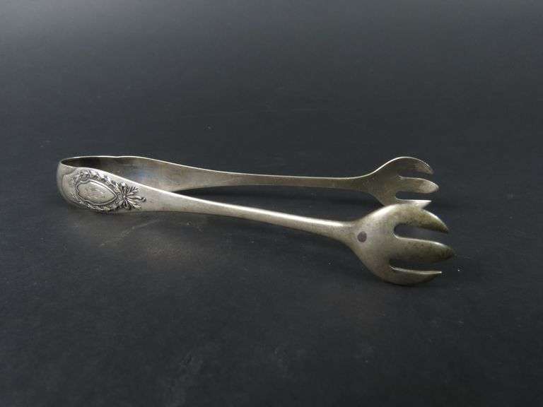 Vintage Monogrammed Silver Plated Tongs