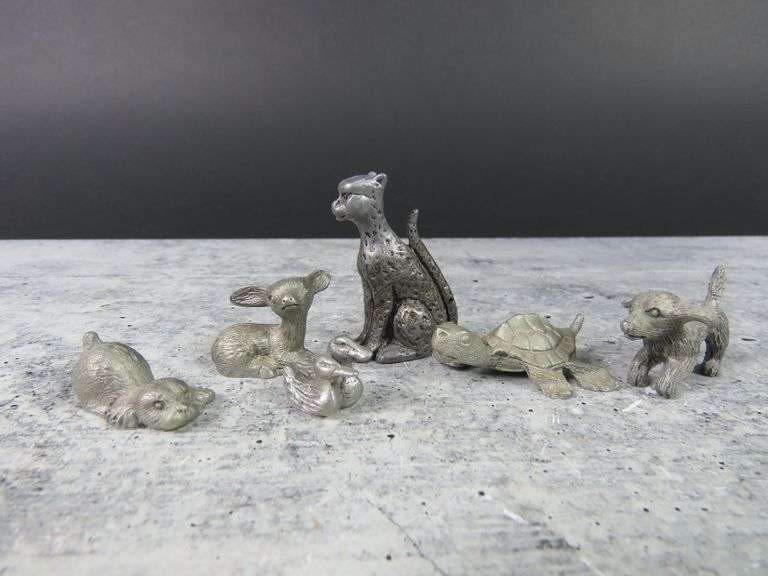 Lot of 6 Tiny Pewter Figures