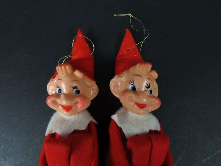 Lot of 2 Vintage Felt Knee Hugger Christmas Figures