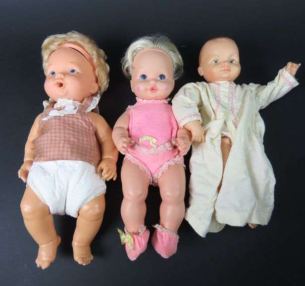 Lot of 3 Vintage Rubber Faced Dolls