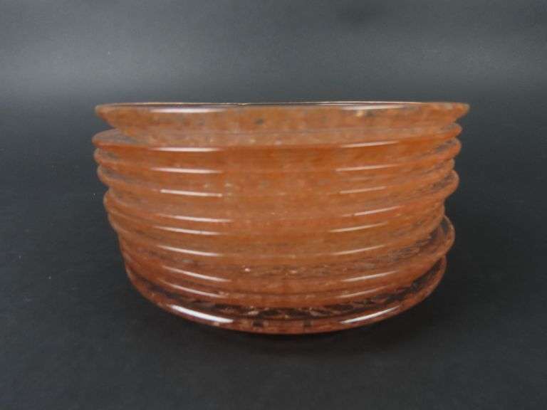 Lot of 10 "Holiday Pink" Depression Glass Saucers