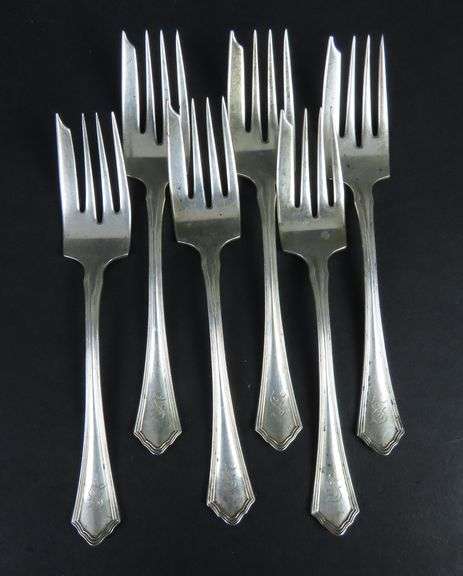 Lot of 6 "Concord" Monogrammed Sterling Silver Forks by Wallace Silver - 162g
