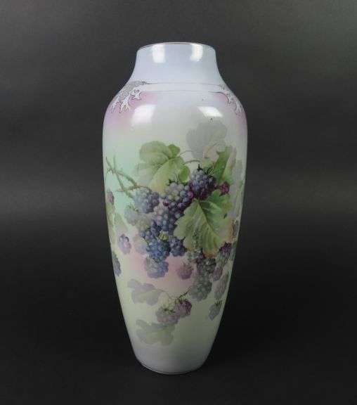 Antique Handpainted Tall Blackberry Vase #1