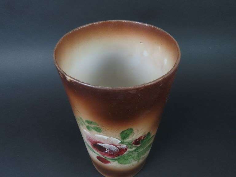 Beautiful Antique Tall Handpainted Bristol Glass Vase