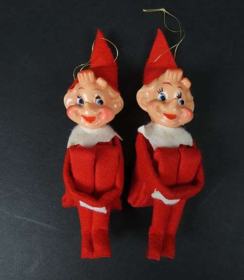 Lot of 2 Vintage Felt Knee Hugger Christmas Figures