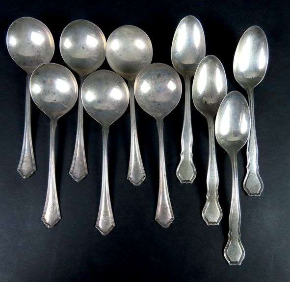 Mixed Lot of 10 Sterling Silver Spoons - 364g