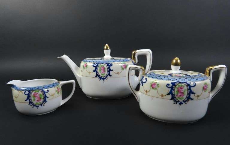 Noritake Tea Pot with Lidded Sugar & Creamer - Made in Japan
