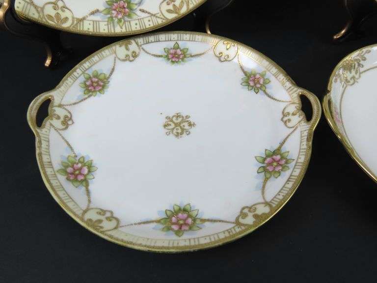 Lot of 4 Handpainted Nippon Double Handled Plates - Made in Japan