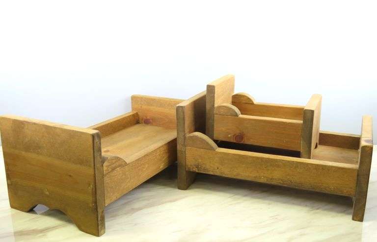 Lot of 3 Vintage Wooden Large Doll Beds