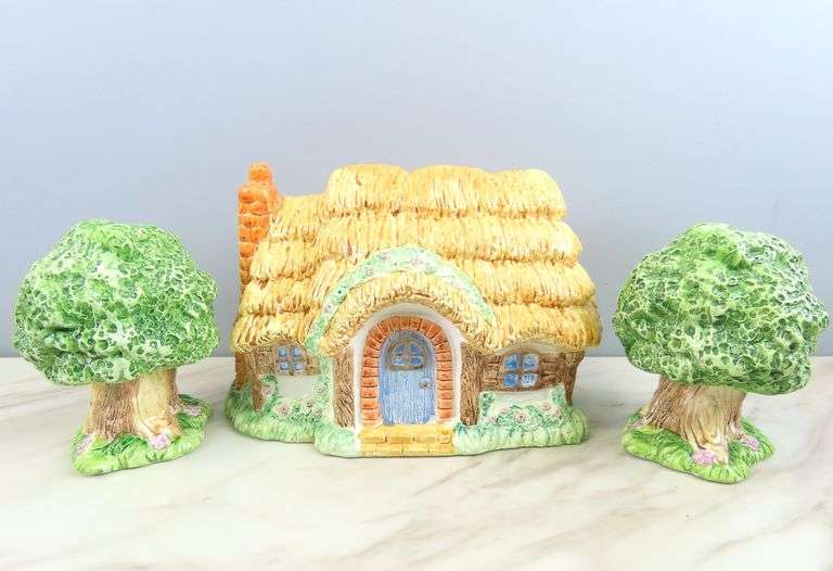 Vintage Ceramic House with Trees