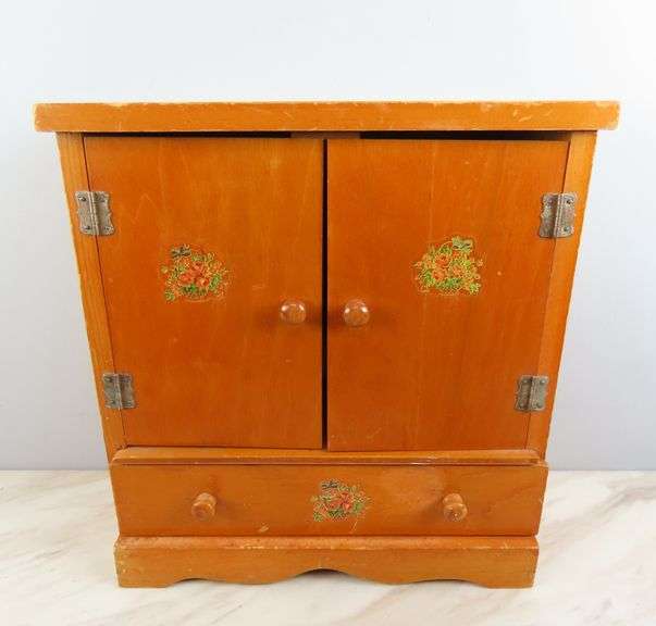 Large Vintage Matching Wooden Doll Wardrobe