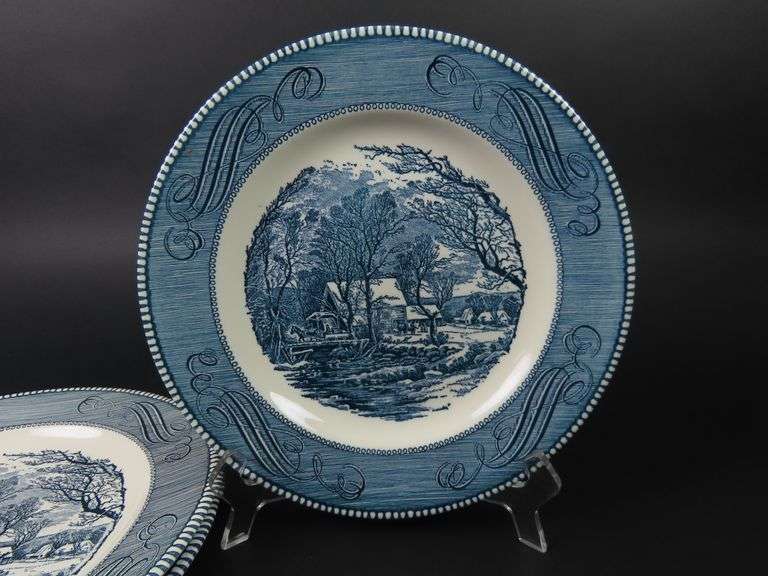 Lot of 3 Currier & Ives "The Old Grist Mill" Dinner Plates - See Description