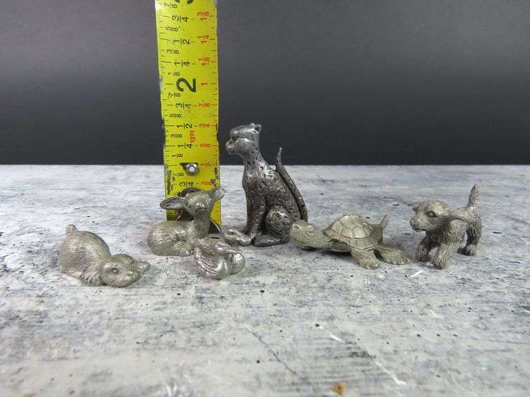 Lot of 6 Tiny Pewter Figures