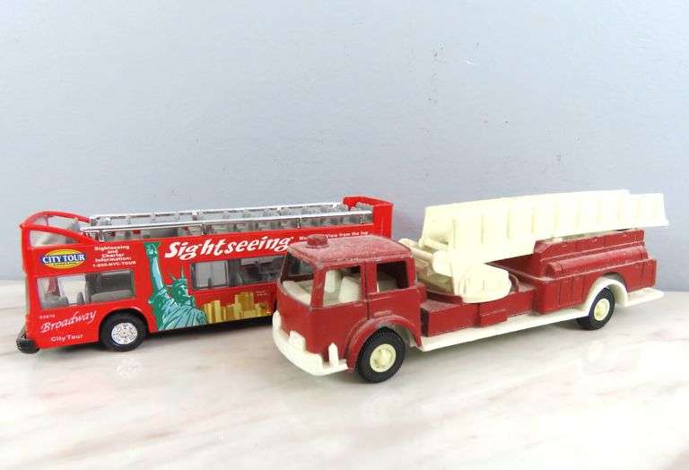 Tootsie Toy Fire Truck & Double Decker Bus
