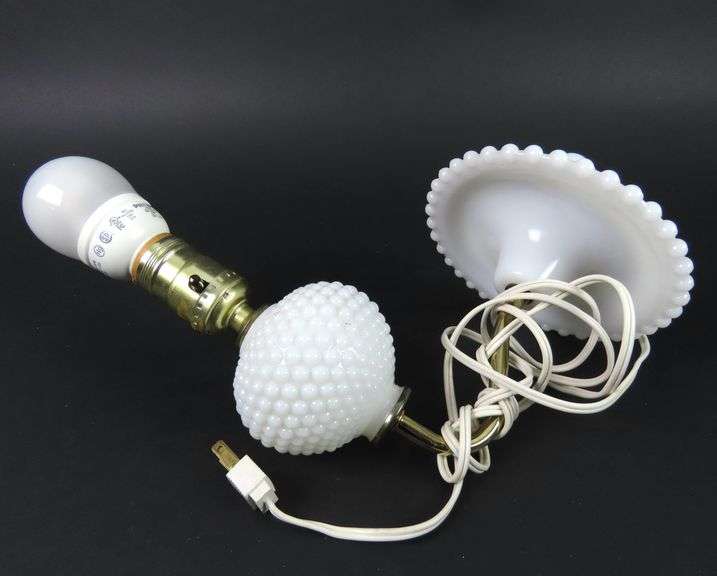 Vintage Wall Mounted Hobnial Milk Glass Light Sconce