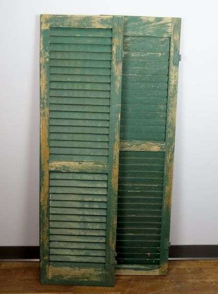 Lot of 2 Architectural Salvage  Painted Wooden  Shutters