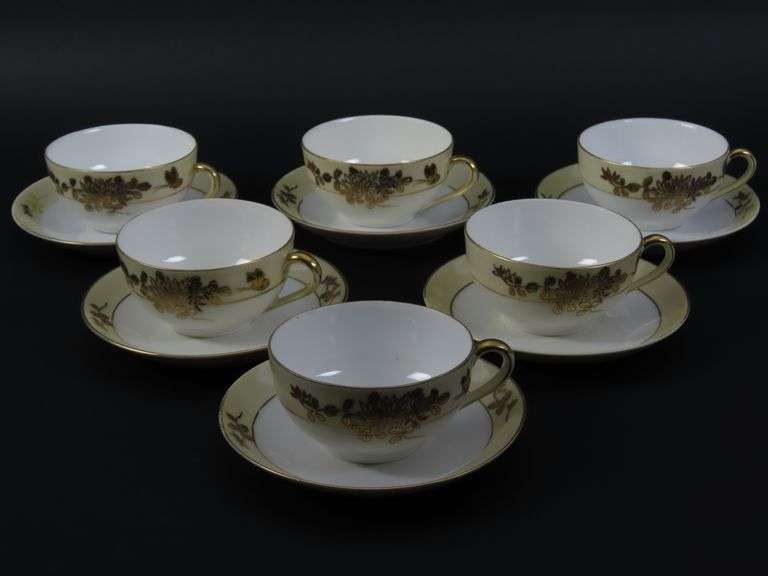 Lot of 6 Noritake Handpainted Teacups & Saucers - Made in Japan