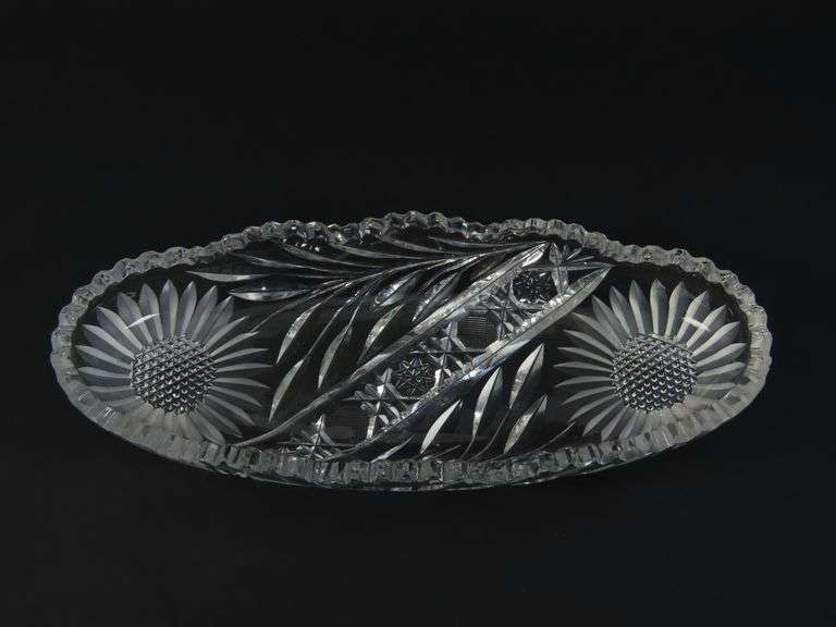 Cut Glass Rectangle Relish Dish