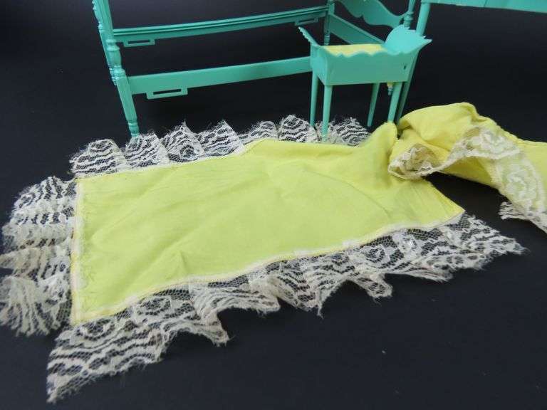 Vintage Doll Bed with Vanity & Stool