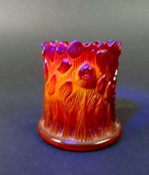 Vintage Manganese Glowing Ruby Red Toothpick Holder