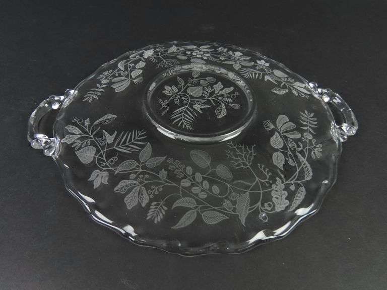 Vintage "Lacy Leaf" Double Handled Cake Plate by Fostoria