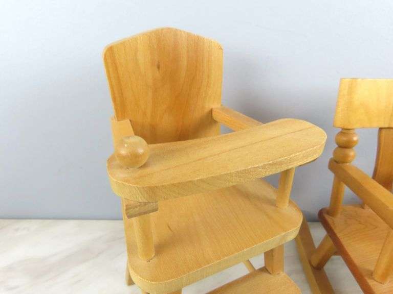 Lot of 3 Strombecker Wooden Doll House Chairs