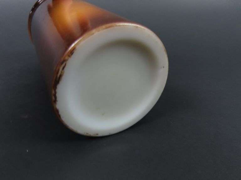 Antique Fostoria Milk Glass Native American Indian Cheif Vase