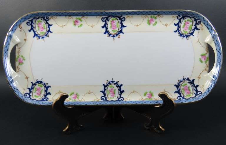 Noritake Handpainted Rectangle Handled Tray - Made in Japan