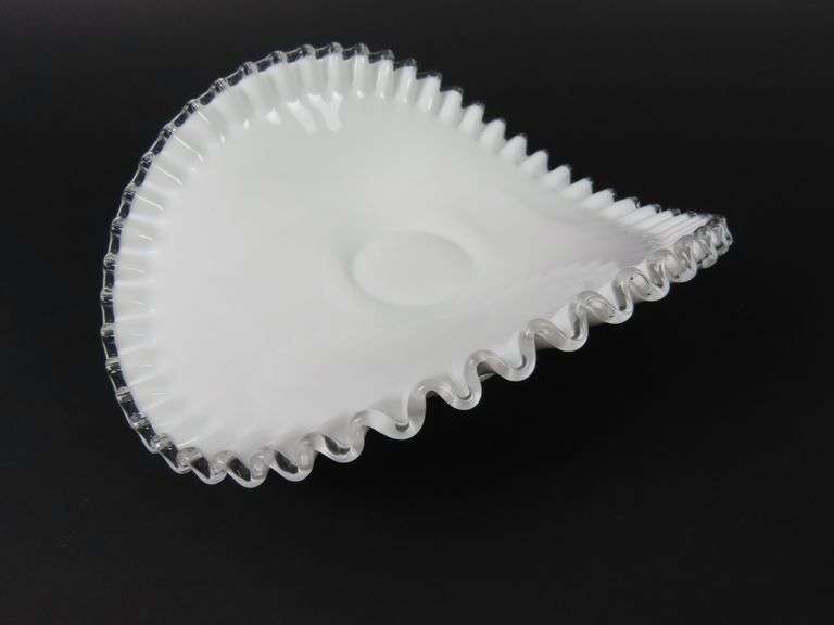 Vintage Fenton Silvercrest Ribbed Low Foot Banana Bowl