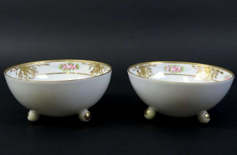 Lot of 2 Handpainted Nippon Footed Bowls - Made in Japan