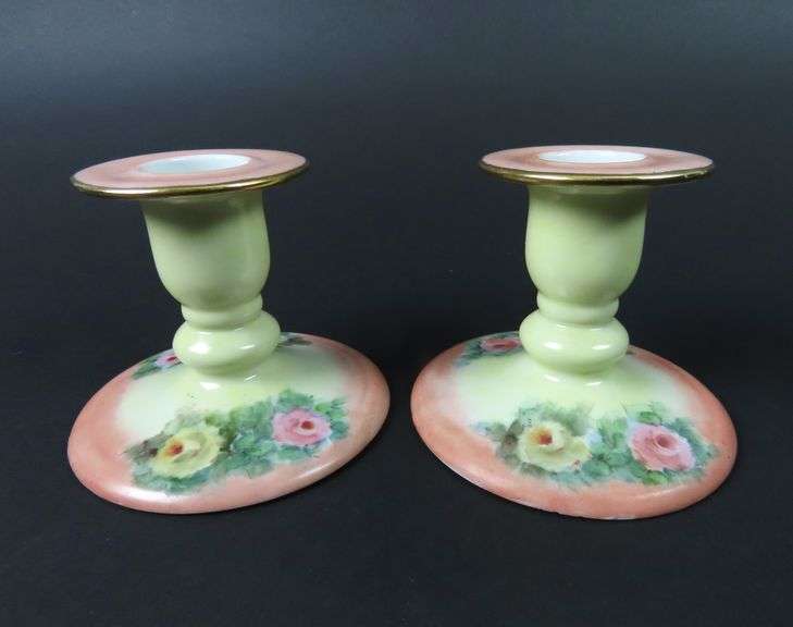 Antique Handpainted Candlesticks