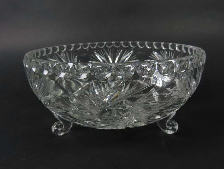 Vintage Cut Crystal "Pinwheel" Footed Bowl by American Cut