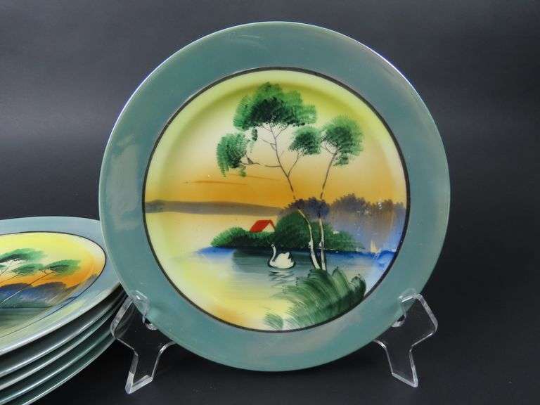 Lot of 6 Handpainted Japanese Salad Plates