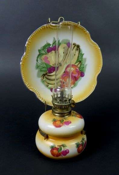 Unique Antique Oil Lamp with Matching Reflector Plate