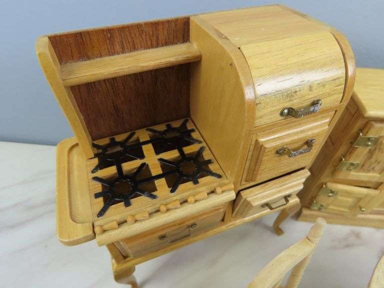 Lot of Beautiful Doll House Furniture with Stove & Table & Chairs