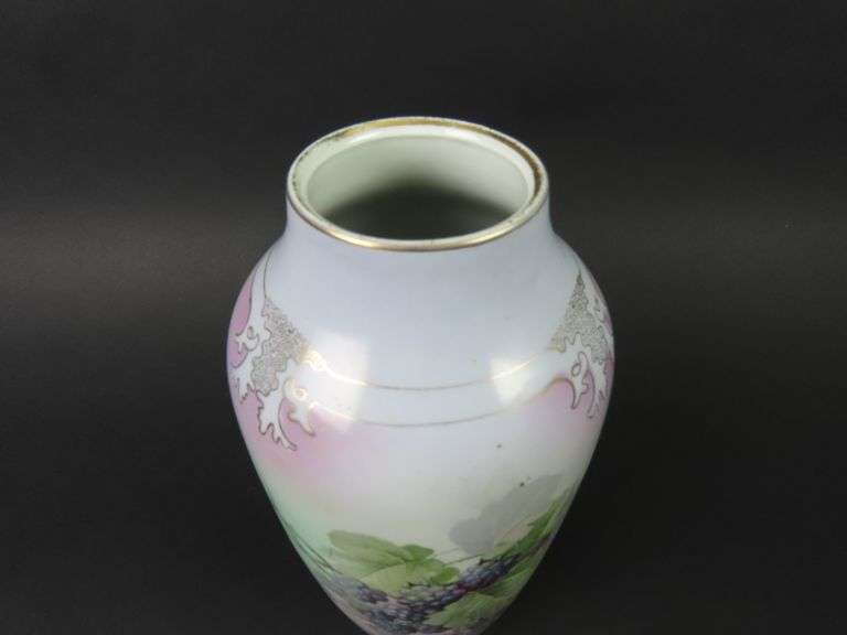 Antique Handpainted Tall Blackberry Vase #1