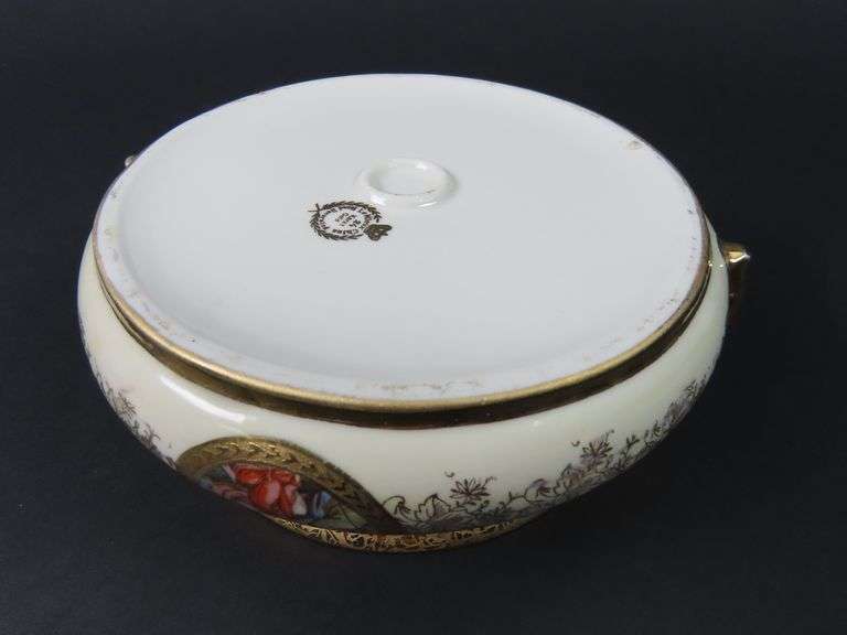 Antique Hand Decorated LeMleux China Jardinière with 24K Gold