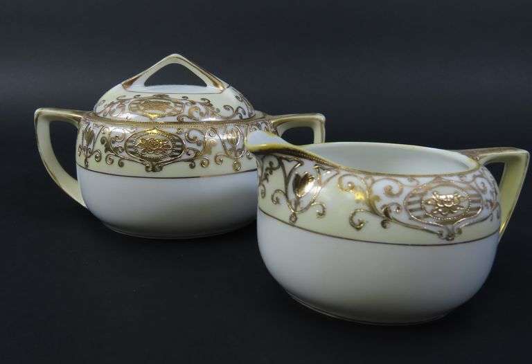 Vintage Noritake "Christmas Ball" Sugar Bowl and Creamer