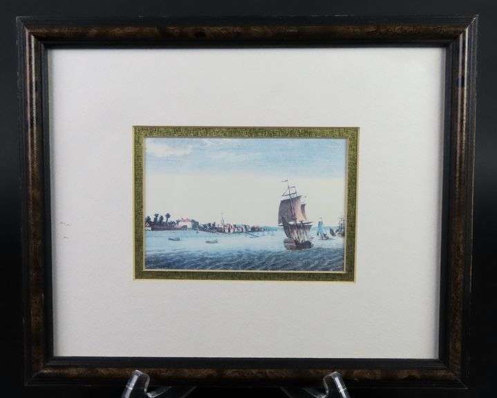 Framed Ship Print #2 Likely by French Artist Ambroise Louis Garneray