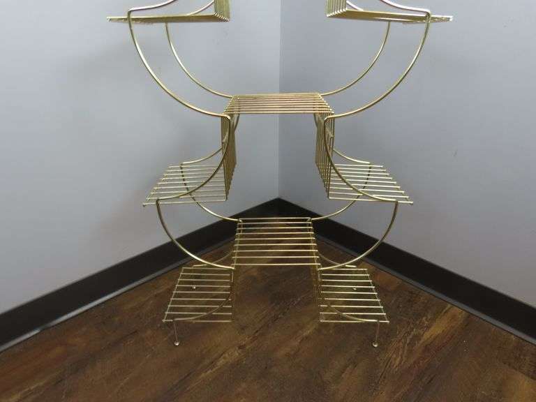 Retro Brass Tone Metal Plant Stand