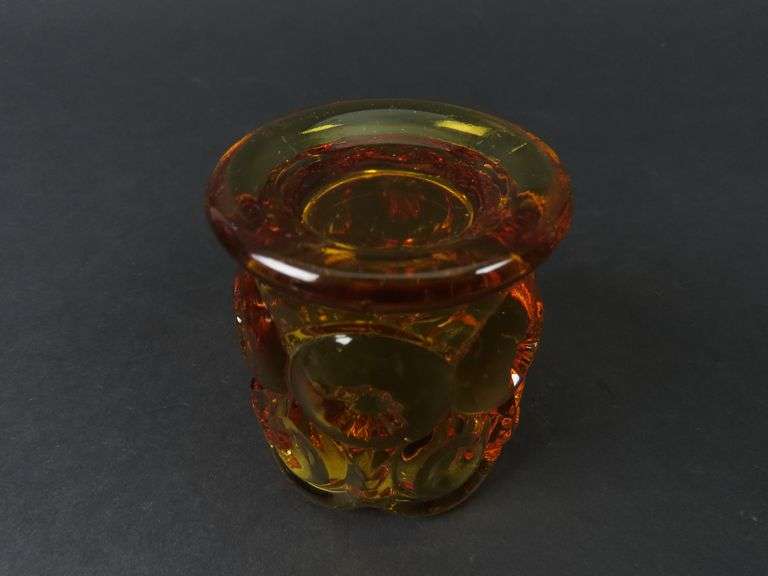 Vintage Amber Glass Toothpick Holder